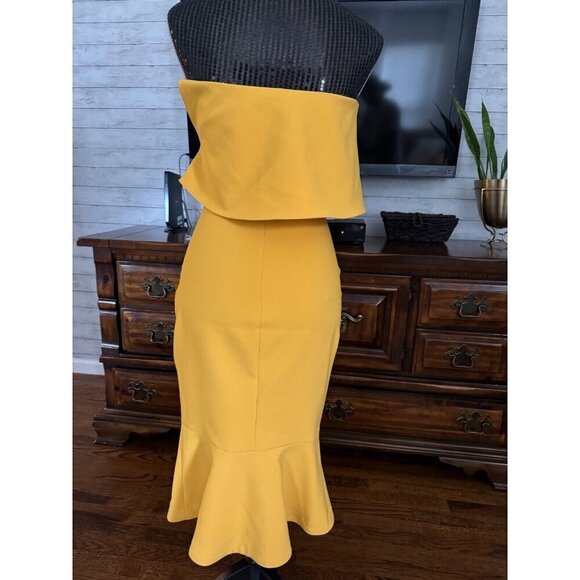 Likely Golden Conrad Strapless Sheath Yellow Dress Womens Size 0 - Picture 4 of 7